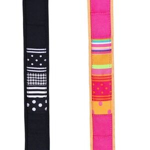 Lot of 2 Eliza B Leather‎ Man D-Ring Belts Womens L Colorful Preppy Ribbon USA